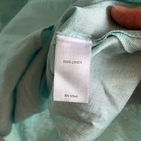 J. Jill Soft Blue 100% Linen Buttom Down Top Coastal Grandma Beach Resort Sz 3X - Picture 3 of 9